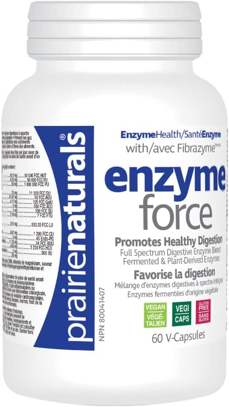 Prairie Naturals 甜菜鹼鹽酸鹽 500 毫克素食膠囊 - 120 粒 & Enzyme Force - 全譜植物酶，含 FibraZyme 素食膠囊 - 60 粒