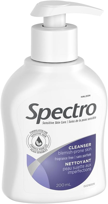 Spectro Facial Cleanser for Blemish Prone Skin, Fragrance and Dye Free, Pump Dispenser, 200 ml