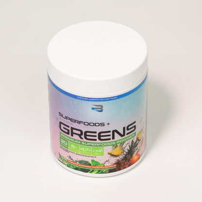 Believe Supplements 超级食品+绿色蔬菜 - 超级食品混合物 | 提升能量、免疫力和消化能力 | 富含抗氧化剂和必需营养素！（30份，菠萝芒果口味）