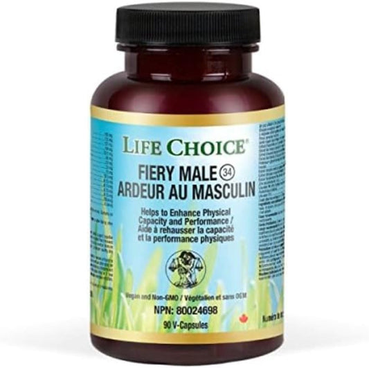 Life Choice - Fiery Male 90 Vegetarian Capsules - Improve Cognitive Function and Protein Synthesis, Reduces Mental Fatigue, Male Hormone Balance Supplement - Mens Health Supplement
