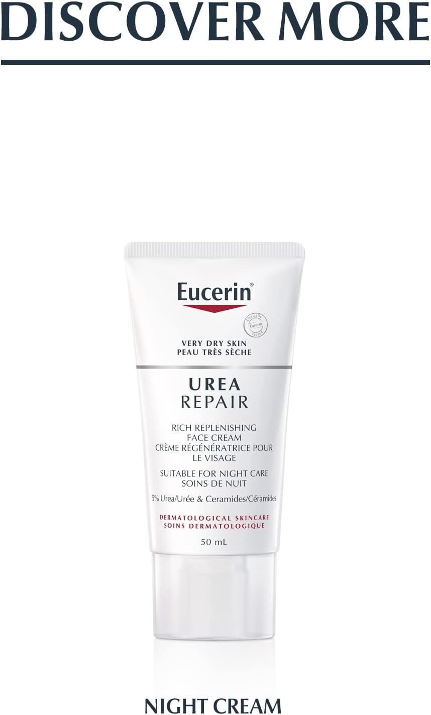 EUCERIN Urea Repair Replenishing Day Face Cream for Dry to Very Dry Skin | Face, 50mL | 5% Urea Cream | Lactate Cream | Fragrance-free Cream | Non-Greasy Cream | Recommended Brand by Dermatologists