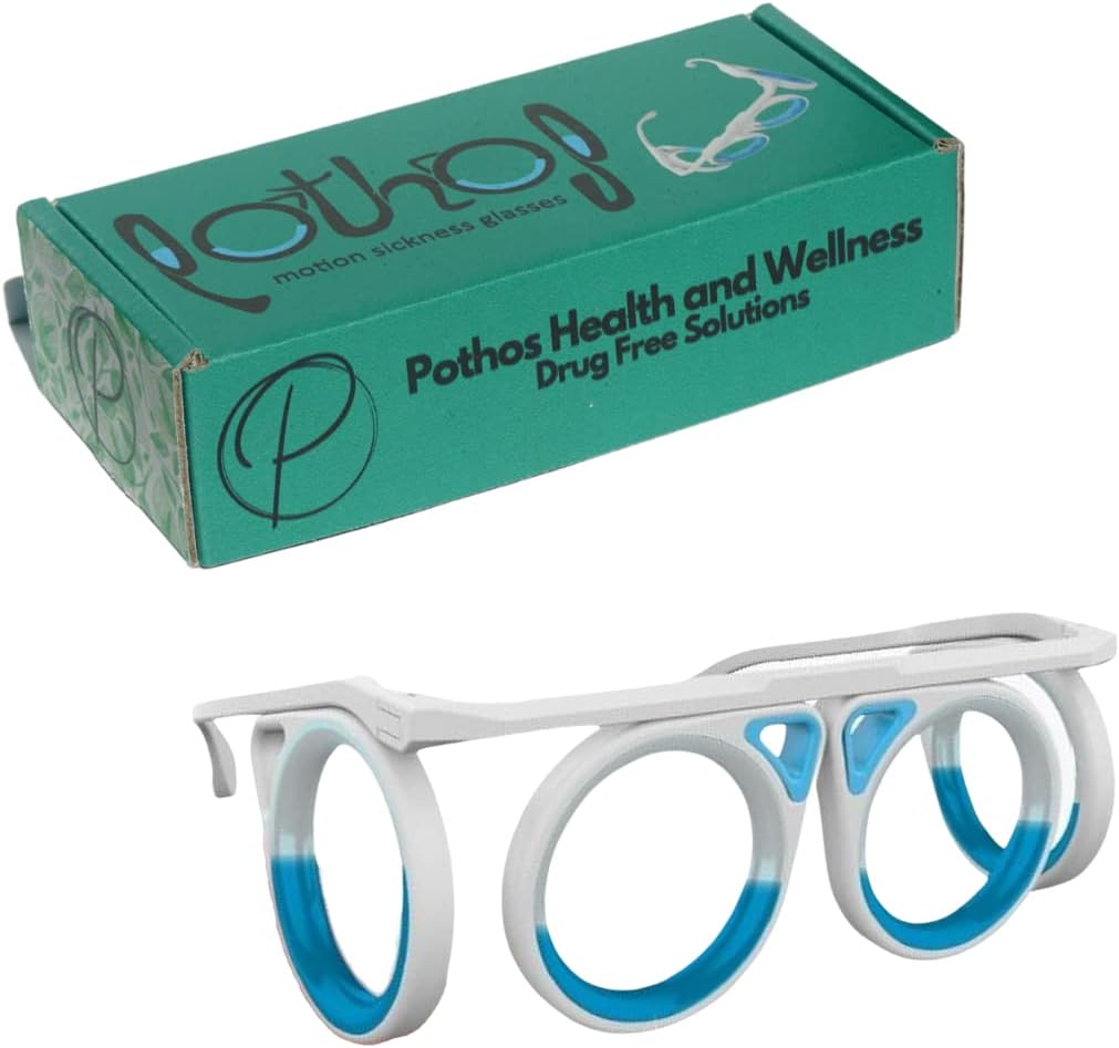 Pothos Anti Motion Sickness Glasses - Carsickness, Seasickness, Airsickness, Vertigo - Lightweight Portable Anti Nausea Treatment-Works for Travel, Gaming, Plane, Boat or car Rides, Kids and Adults