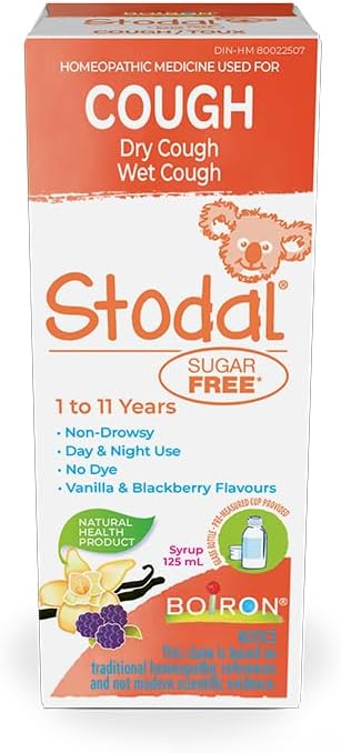Boiron Stodal 儿童无糖，125ml，香草和黑莓口味，干咳和湿咳顺势疗法药物