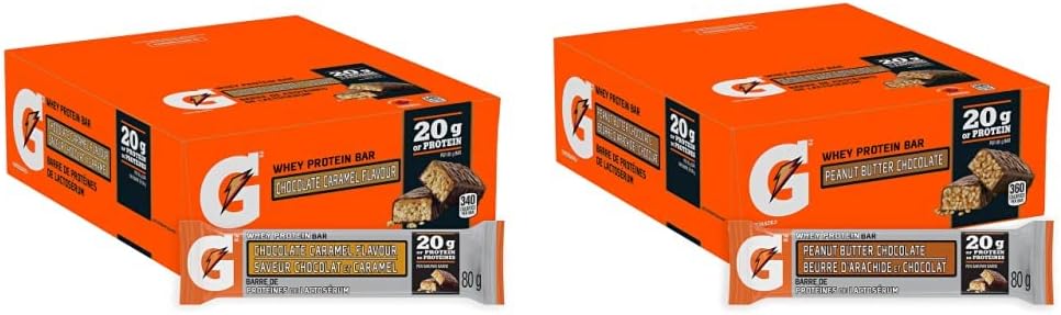 佳得樂乳清蛋白棒，巧克力焦糖口味，含乳清蛋白棒，花生醬巧克力（12 條 x 80 克），每條 960 克