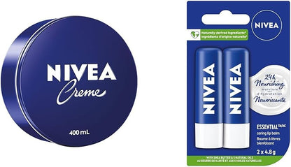 NIVEA Creme | All Purpose Moisturizing Cream| Face, Hand, Body Cream & Lip Care Essential, (2 X 4.8g) | Made with Jojoba Oil & Shea Butter, 24H Hydration, Transparent
