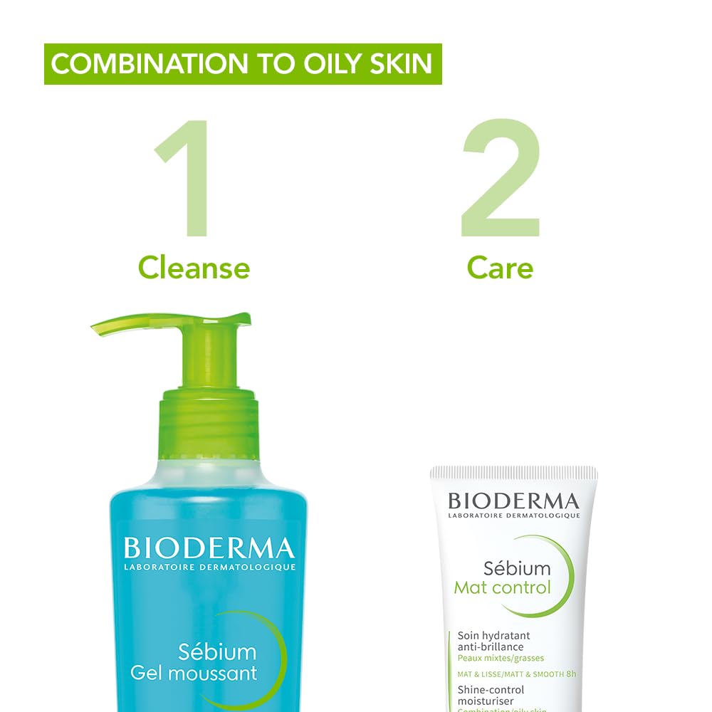 Bioderma Sébium 泡沫啫咖哩溫和潔面乳，卸妝潔面乳，適合混合性至油性肌膚，6.7 液體盎司