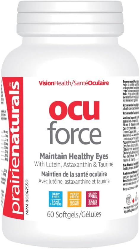 Prairie Naturals Ocu-Force Vision Support with Lutein, Astaxanthin, Taurine, Vitamins & Minerals Softgel - 60 Count