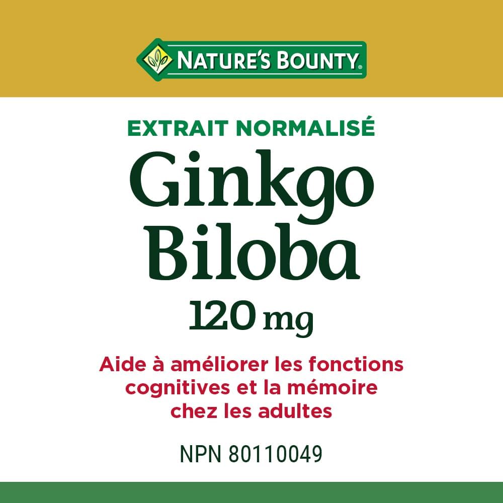 自然之宝银杏叶胶囊，120 毫克，超值装，有助于增强认知功能，有助于支持外周循环，成人适用，180 粒