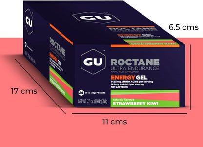 GU ENERGY Roctane Ultra Endurance Energy Gel, Strawberry Kiwi, 24-Count & Original Sports Nutrition Energy Gel, Jet Blackberry, 24-Count