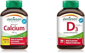Jamieson MegaCal Calcium 650mg 100+20 Tablets & Vitamin D 2500IU NEW 180 Tablets