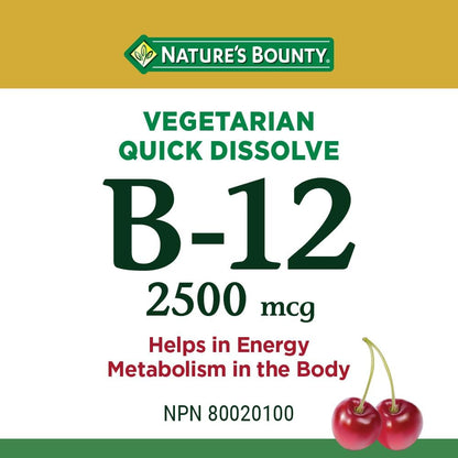 Nature's Bounty 維生素 B12 補充劑，支持能量代謝，2500 微克，50 片微片