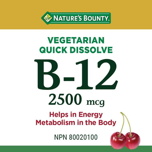 Nature's Bounty 維生素 B12 補充劑，支持能量代謝，2500 微克，50 片微片