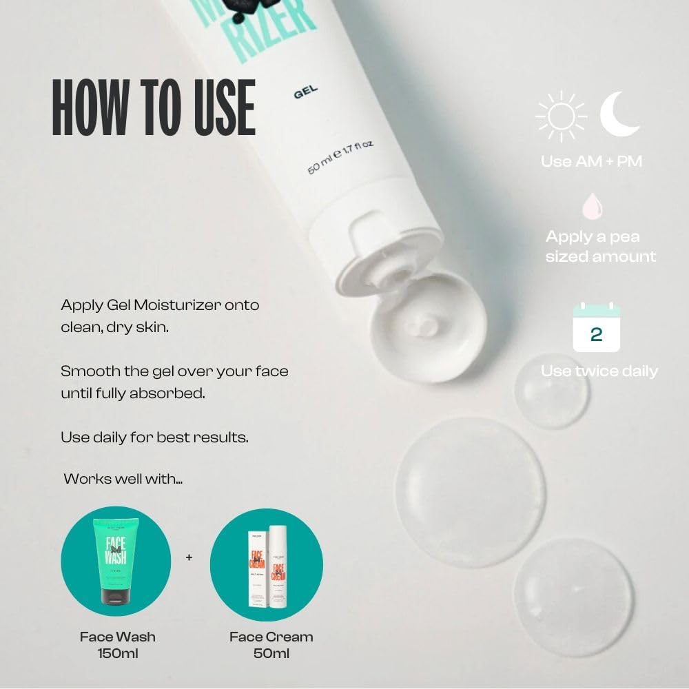 Men Rock Mattifying Moisturizer Gel - Mens Face Moisturizer - Moisturizing Face Lotion for Men - Skincare Products - Daily Facial Lotion - 50 ml