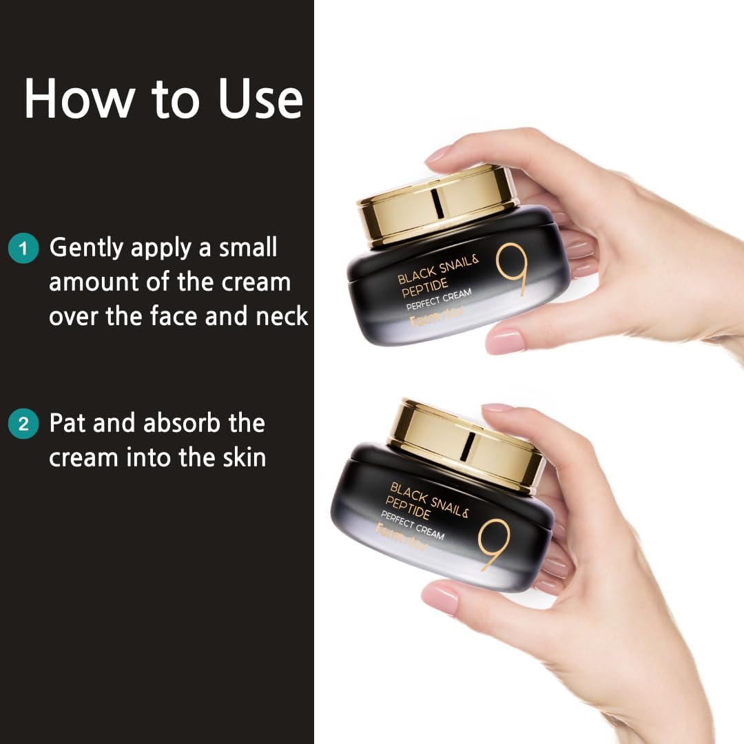 Farm Stay Farmstay Black Snail and Peptide 9 Perfect Cream - Anti Aging Cream with Peptide Formula - Fights Wrinkles and FIne Lines - Brightens Skin - 55 ml