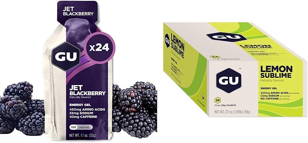 GU ENERGY Original Sports Nutrition Energy Gel (Jet Blackberry + Lemon Sublime), 48-Count