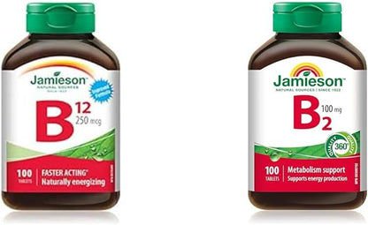 Jamieson 维生素 B12 甲钴胺 250 微克和维生素 B2 核黄素 100 毫克