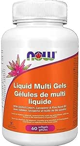 NOW Supplements, Liquid Multi Gels with Lutein and Lycopene, plus Flax Seed Oil, 60 Softgels