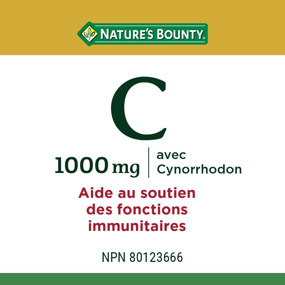 Nature's Bounty 維生素 C，免疫支持，含玫瑰果的維生素 C 1000 毫克，100 片