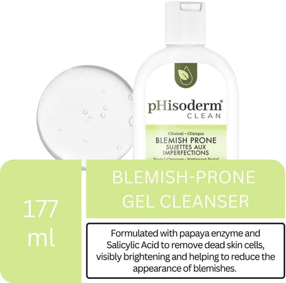 pHisoderm CLEAN Blemish-Prone Facial Cleanser with Salicylic Acid and Hyaluronic Acid, Paraben-Free, Soap-Free, Mineral Oil Free 177 ml (Pack of 1)