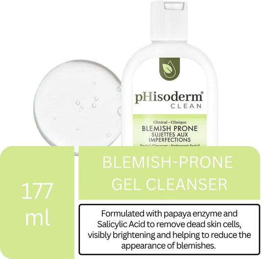 pHisoderm CLEAN Blemish-Prone Facial Cleanser with Salicylic Acid and Hyaluronic Acid, Paraben-Free, Soap-Free, Mineral Oil Free 177 ml (Pack of 1)