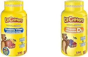 L'il Critters GummyVites Kids Complete Multivitamin Gummies, 11 Essential Nutrients & Kids Vitamin D3 Gummies,800 IU Vit D3 Daily Dose, Supports Bone Health*, Naturally Sourced Flavors