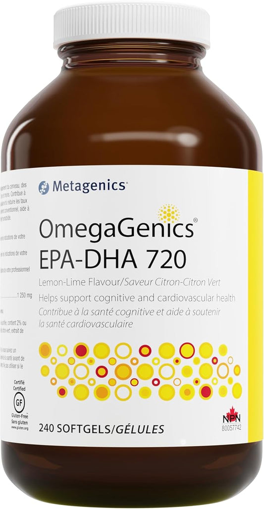 002 Metagenics OmegaGenics EPA-DHA 720mg - 每日 Omega 3 鱼油补充剂，支持心血管、肌肉骨骼和免疫系统健康 - 240 粒软胶囊