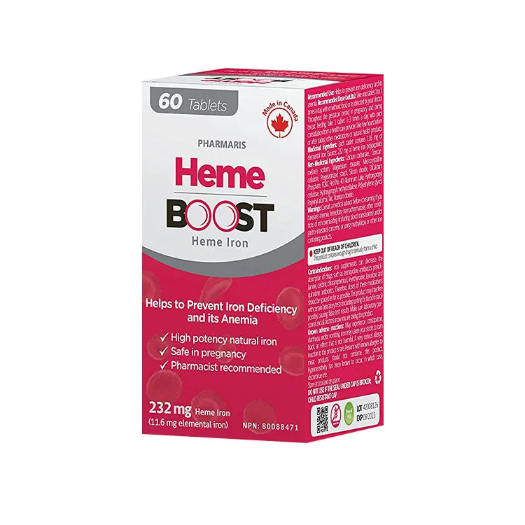 加拿大HemeBoost血紅素鐵補鐵片 60錠 孕婦哺乳期 藥師推薦 改善貧血補血氣