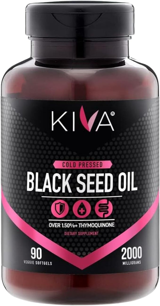 002 Kiva 黑籽油胶囊 - 有机、冷榨、鲜榨（90粒软胶囊）
