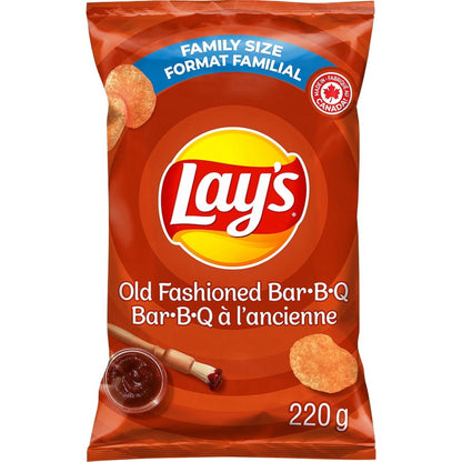 Lay's Old Fashioned Bar-B-Q flavoured Potato Chips, 220 g.