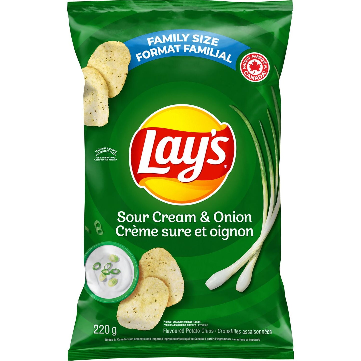 Lay's Sour Cream & Onion flavoured Potato Chips, 220 g.