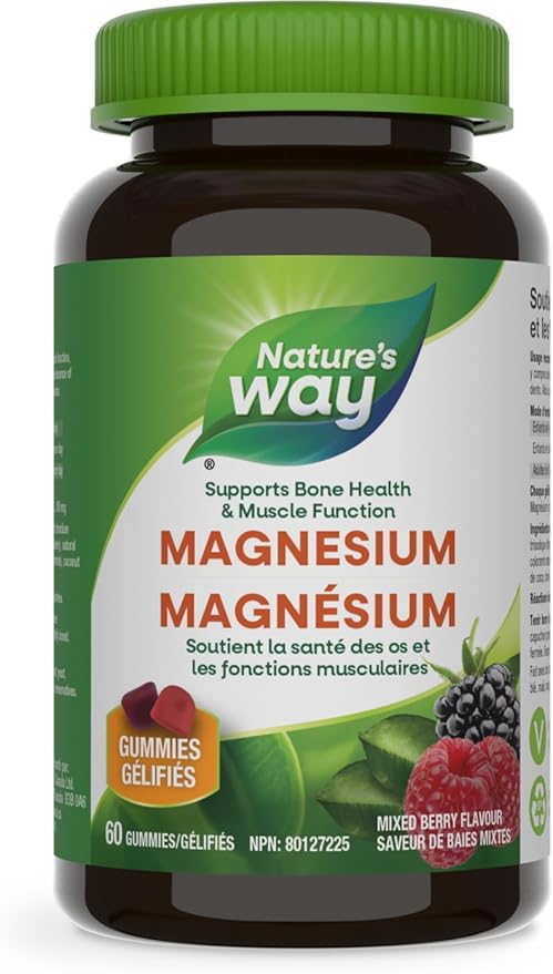 002  Nature's Way 鎂軟糖，支持骨骼健康和肌肉功能，混合漿果味軟糖，60 粒素食軟糖