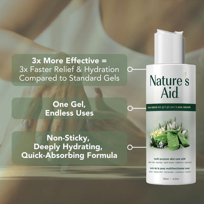 Nature’s Aid Original Skin Gel with Aloe Vera Extract for Dry, Flaky & Itchy | Facial Acne, Brown Spots, Toner & Cleanser | Sunburn | Rashes | Bug Bites & Stings | Shaving, Waxing & Laser