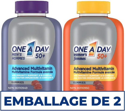 每日一片，适合 50 岁以上男女的复合维生素软糖 - 高级复合维生素软糖，具有脑功能和免疫支持功能，富含维生素和矿物质，适合 50 岁以上的男女（2 包，共 260 粒）