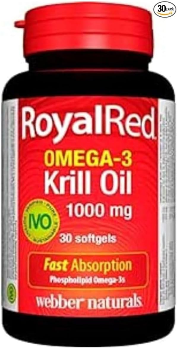 Webber Naturals RoyalRed 磷虾油 1000 毫克，30 粒软胶囊，支持心血管健康，维生素 D3 1000 IU，260 片，有助于骨骼和牙齿健康，维持身体健康