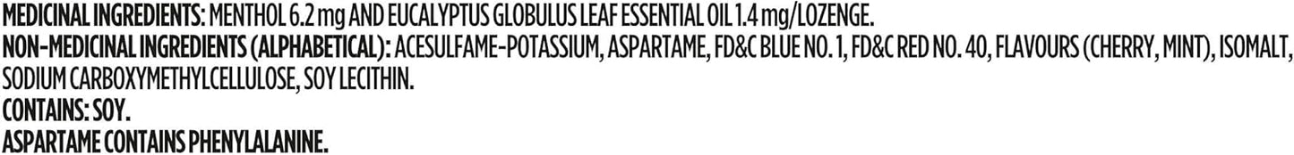 HALLS 无糖黑樱桃味止咳糖，润喉糖，缓解咽喉痛，薄荷醇润喉糖，25 粒，12 包，加拿大制造