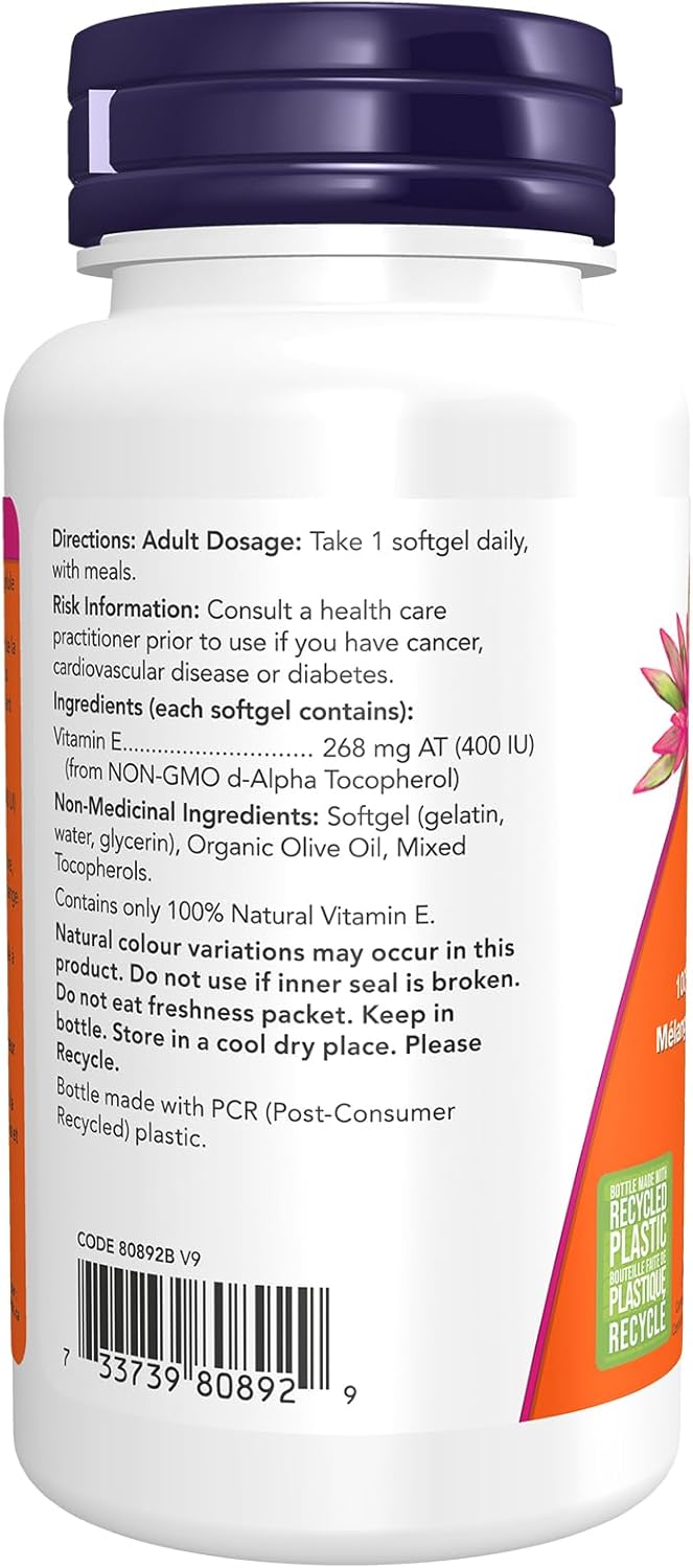 NOW Supplements，维生素 E-400 IU 混合生育酚，抗氧化保护*软胶囊，100 粒