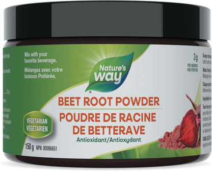 Nature's Way Premium Beet Root Powder - Antioxidant Support, Effortlessly Mixable, Vegan-Friendly & Gluten-Free Supplement - 150g (50 servings)