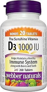 Webber Naturals 維生素 D3 1000 IU，260 片，有助於骨骼和牙齒健康，維持身體健康