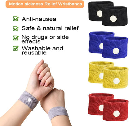EMPCYDIA 8 对晕车腕带，8 种颜色，缓解恶心，适合儿童、成人、孕妇、晨间骑行、海上飞行旅行