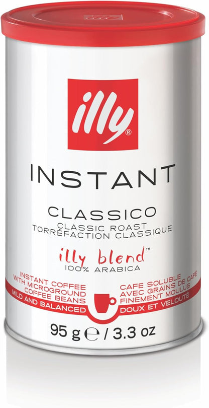 illy 速溶咖啡 - 100% 阿拉比卡咖啡 - 经典中度烘焙 - 焦糖、橙花和茉莉花香 - 易于冲泡 - 方便速溶咖啡 - 意大利烘焙 - 95.00 克（1 包）