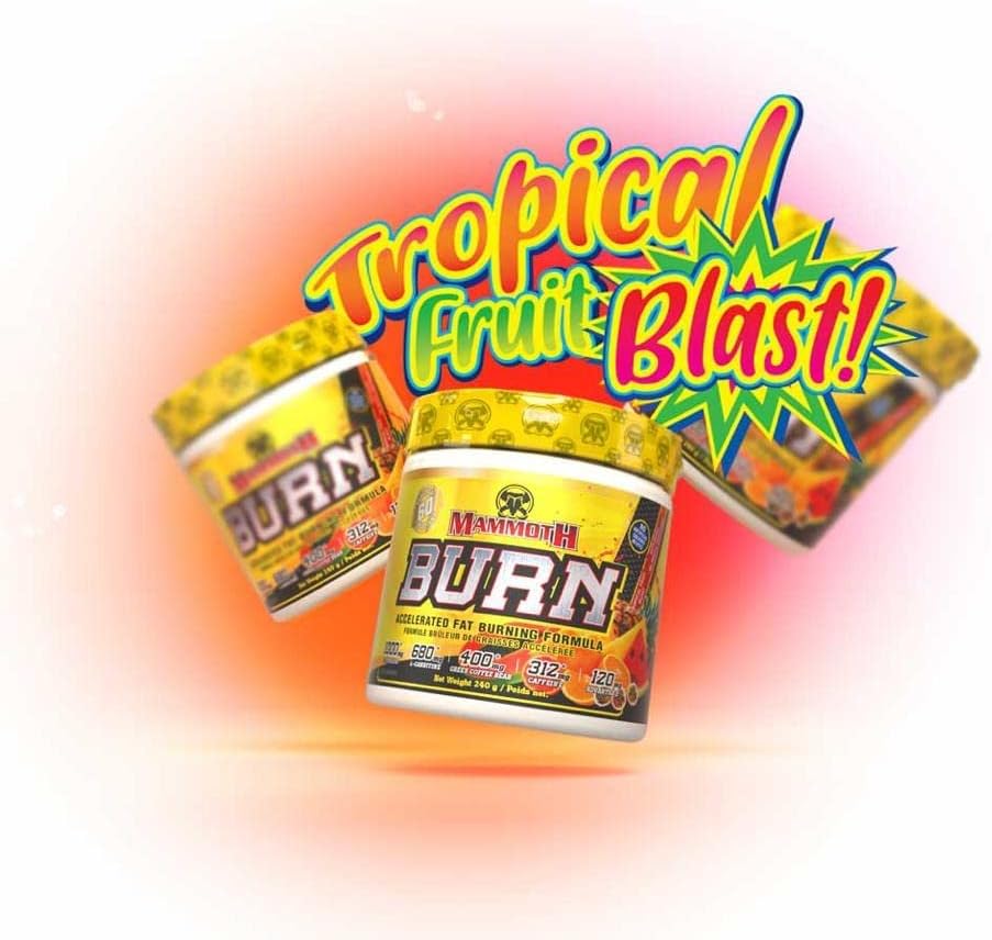 Mammoth Burn 热带水果爆浆，减肥冲剂，燃脂增能粉，促进新陈代谢，改善情绪，生热分解补充剂，60 包