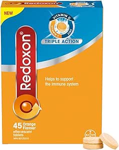 Redoxon® Triple Action Vitamin C, Vitamin D And Zinc – Effervescent Tablets for Immunity Support, Zinc, Vitamin D and Vitamin C Supplement, Immune Support For Adults, 45 Orange Flavoured Tablets