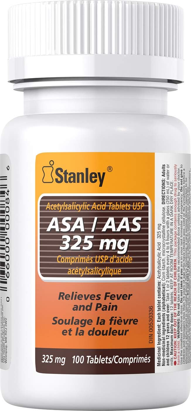 史丹利製藥 Asa 膠囊，緩解疼痛和發燒，325 毫克，100 片