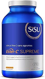Sisu Ester-C 至尊膠囊，24 小時免疫支持，含抗氧化生物類黃酮和落葉松阿拉伯半乳聚醣，用於支持免疫系統，210 粒膠囊，不含柑橘、不含麩質、純素、非基因