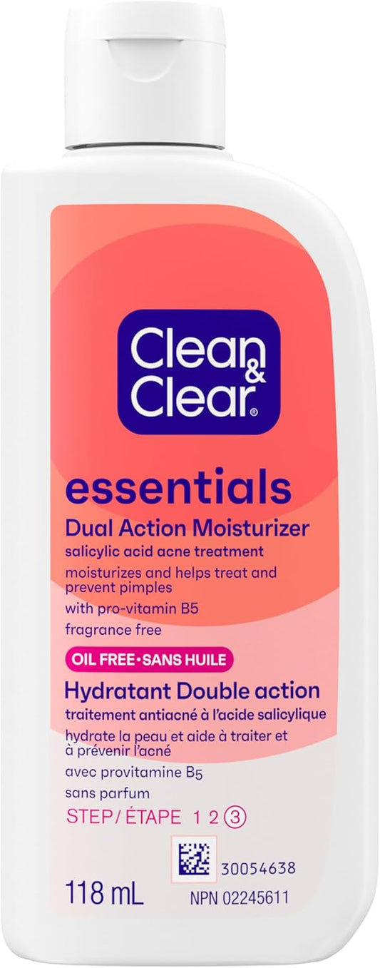 Clean & Clear Face Moisturizer With Salicylic Acid Acne Medication, Oil-Free, 118 mL