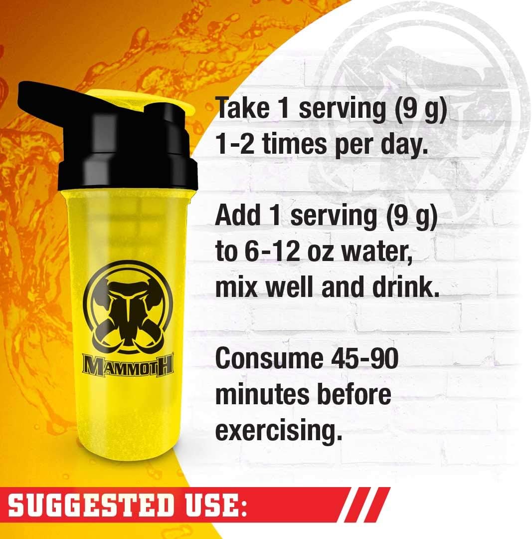 MAMMOTH PUMP – 運動前粉末，卓越的肌肉泵感，增強力量和耐力，補充爆發力和能量，提高專注力，快速恢復，減輕酸痛（30 份，藍莓味）