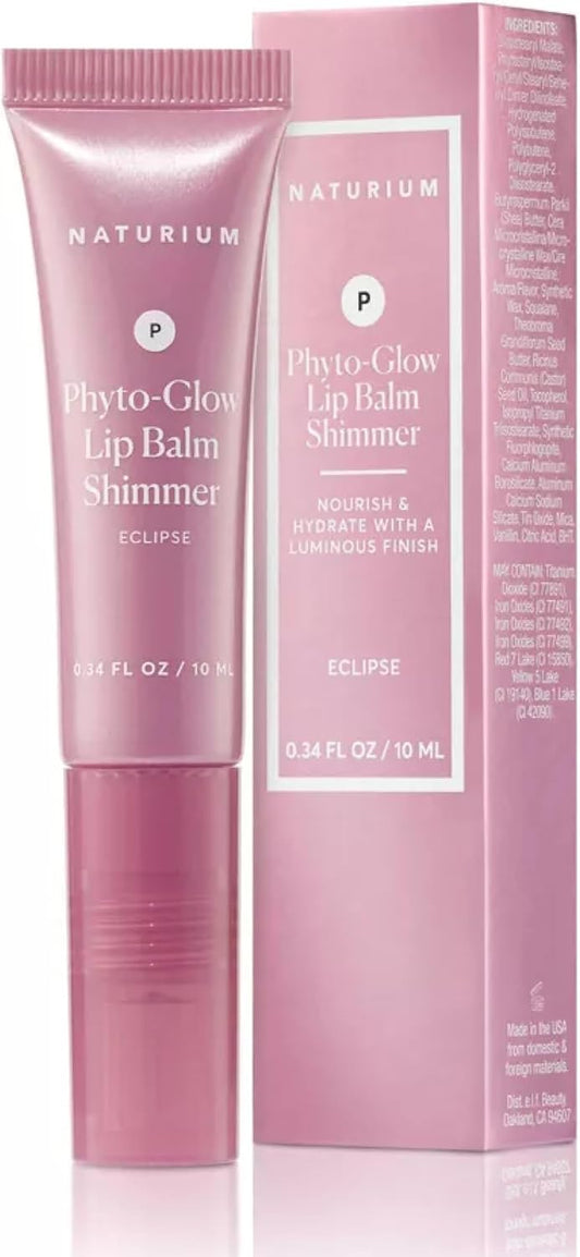 Naturium Phyto-Glow 唇膏閃光，滋養和保濕雙唇，含乳木果油、古布阿蘇脂、植物角鯊烷和 Geodiamond 珍珠，10 毫升/0.34 液體盎司，色號：Eclipse