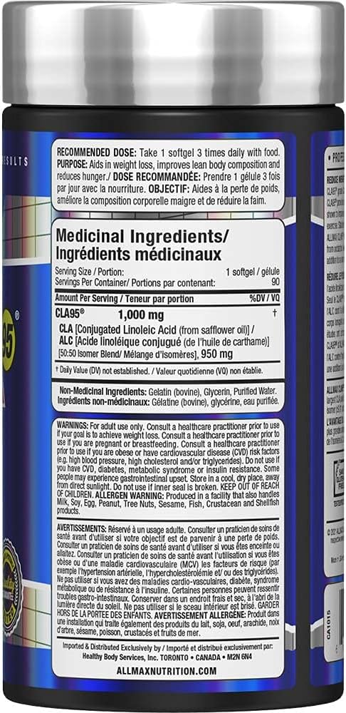 ALLMAX Nutrition - CLA95 - 最高纯度 CLA 产量 - 90 粒