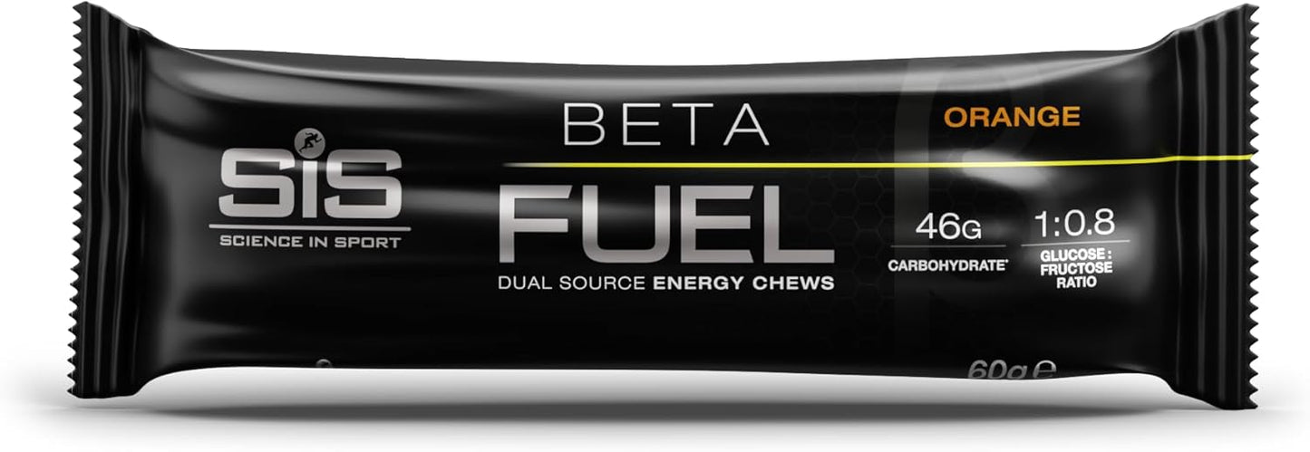Science in Sport Beta Fuel Dual Source Energy Chews, Energy Bars, 46g of Carbs, 60g Bar (60g (pack of 20), Orange)