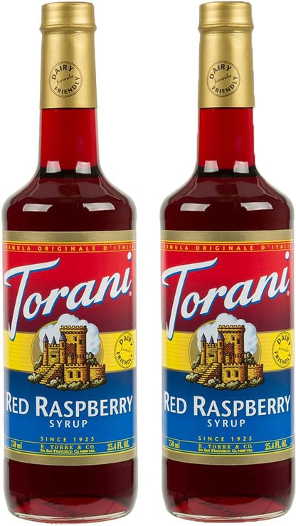 Torani Red Raspberry Flavour Syrup, 750ml bottle, 2 Pack dark red